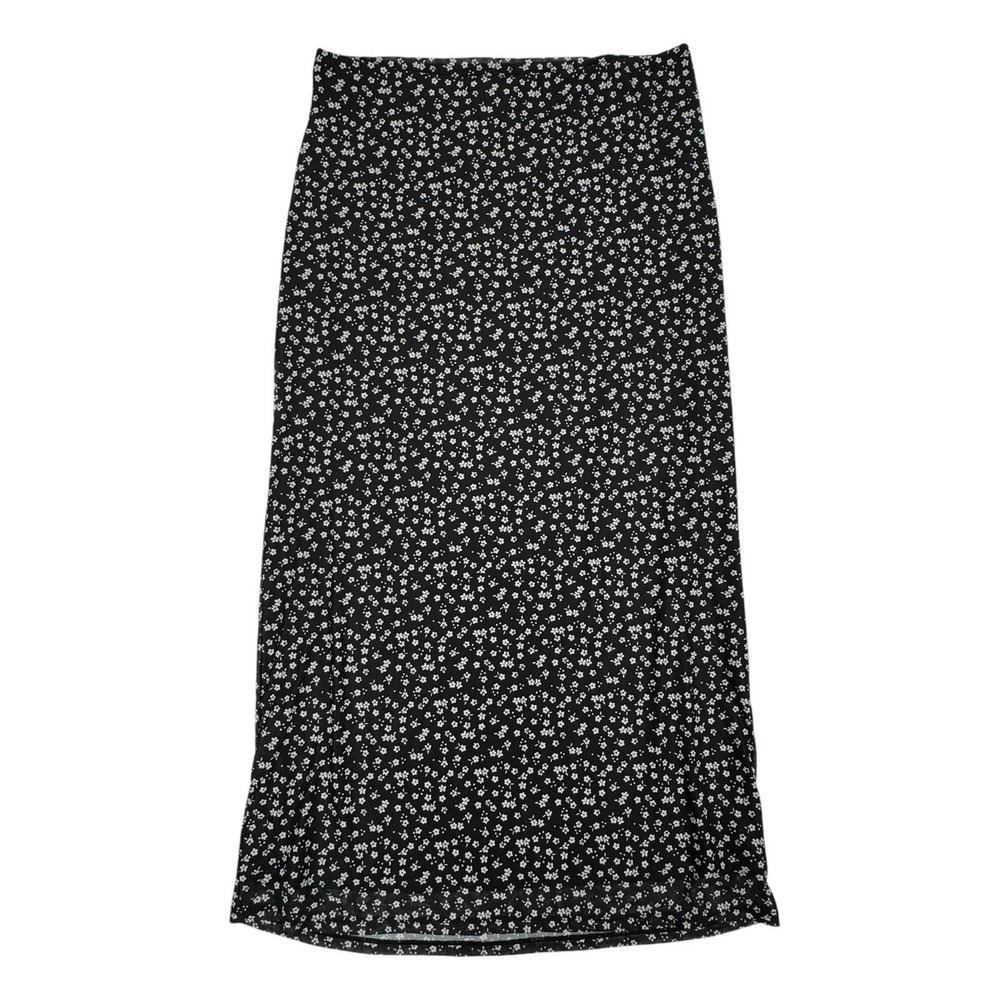 No Boundaries Y2K Micro Floral Mesh Maxi Skirt Juniors‎ XL 15-17 Black & White